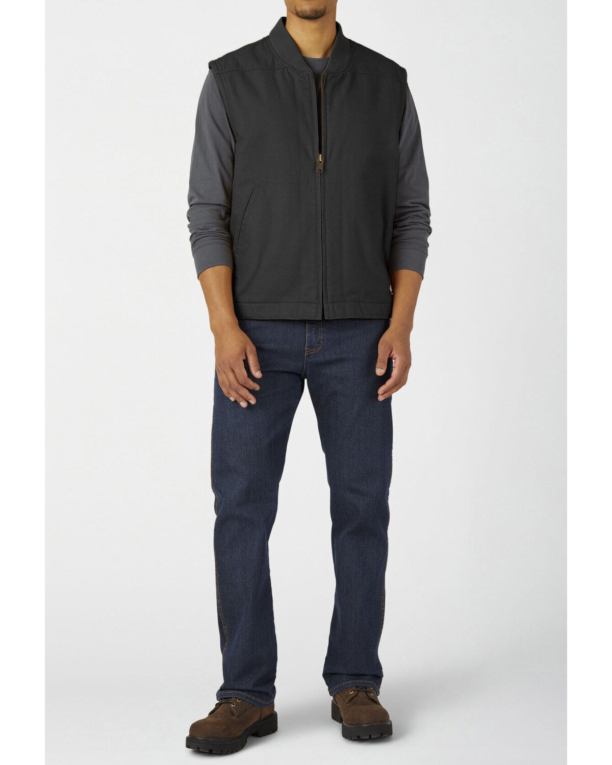 Image #3 - Dickies Men's Rinsed Black Brushed Sherpa Duck Work Vest, Black, hi-res