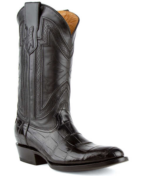 Ferrini Alligator Belly Exotic Cowboy Boots - Medium Toe, Black, hi-res
