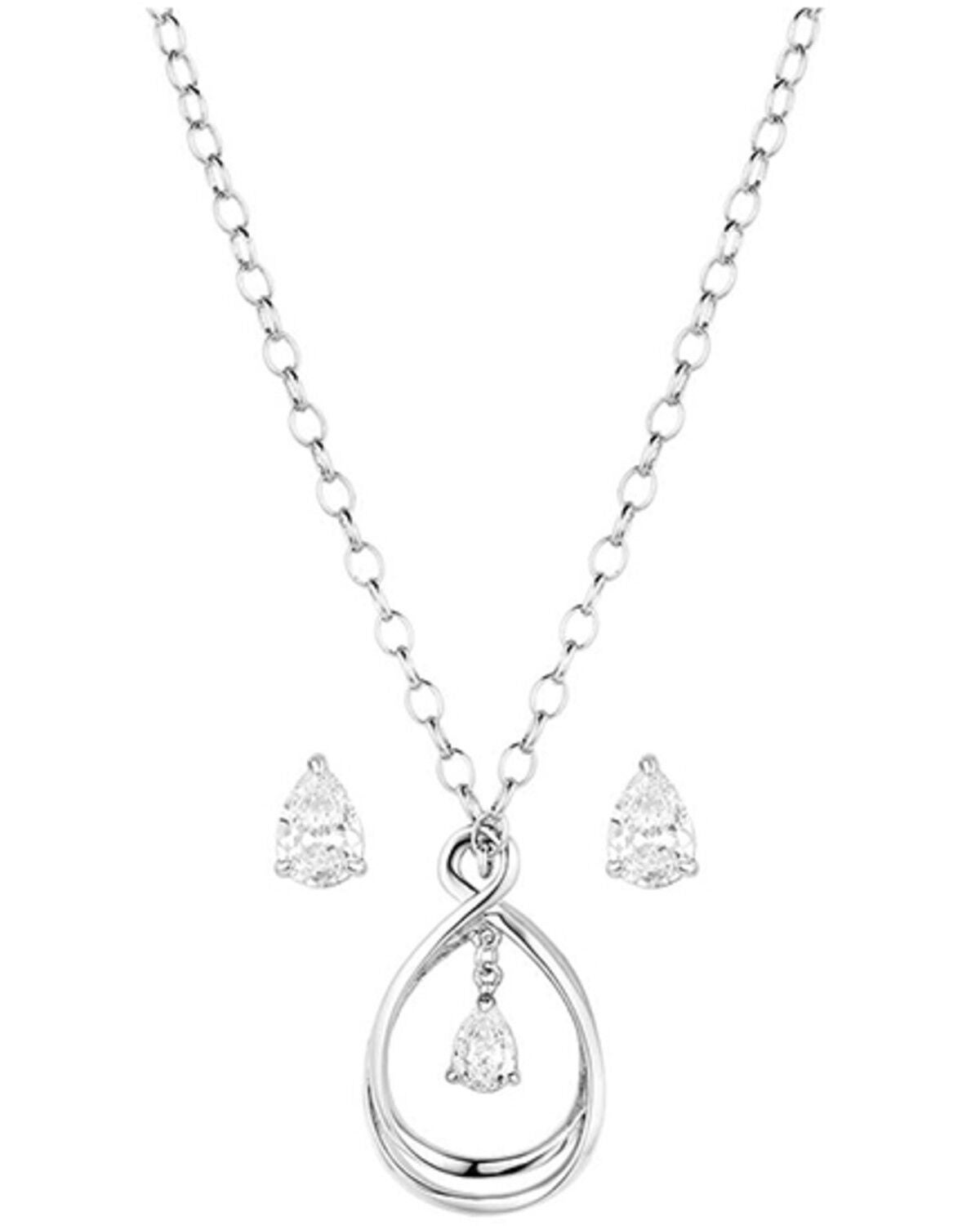 Montana Silversmiths Women's Crystal Embrace Jewelry Set - 2 Piece, Silver, hi-res
