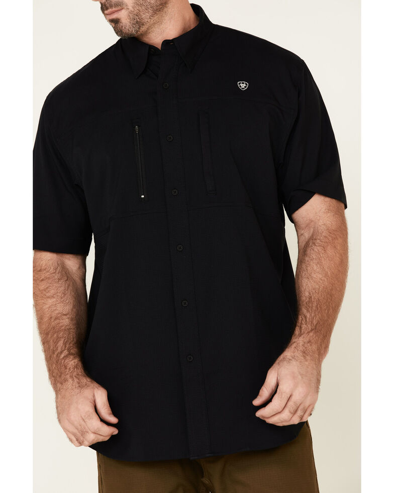 black short sleeve button up slim fit