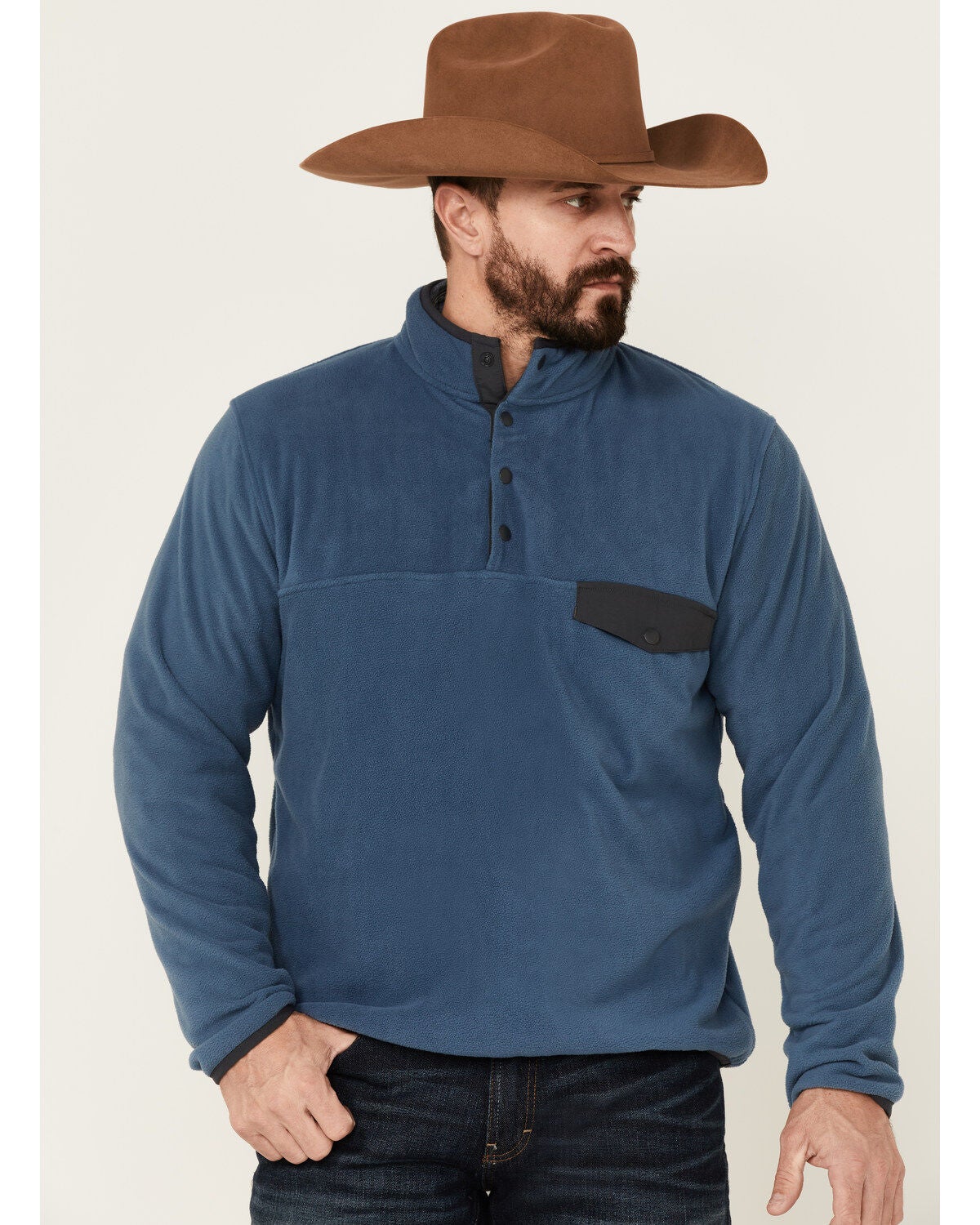 North River Men's Copen Lightweight 1/4 Snap-Front Fleece Pullover, Blue, hi-res