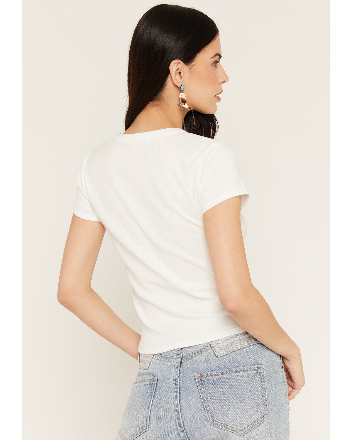 Image #4 - Originality Women's Star Patch Baby Tee, White, hi-res