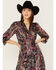 Revel Women's Floral & Paisley Print Puff Sleeve Midi Dress, Fuscia, hi-res