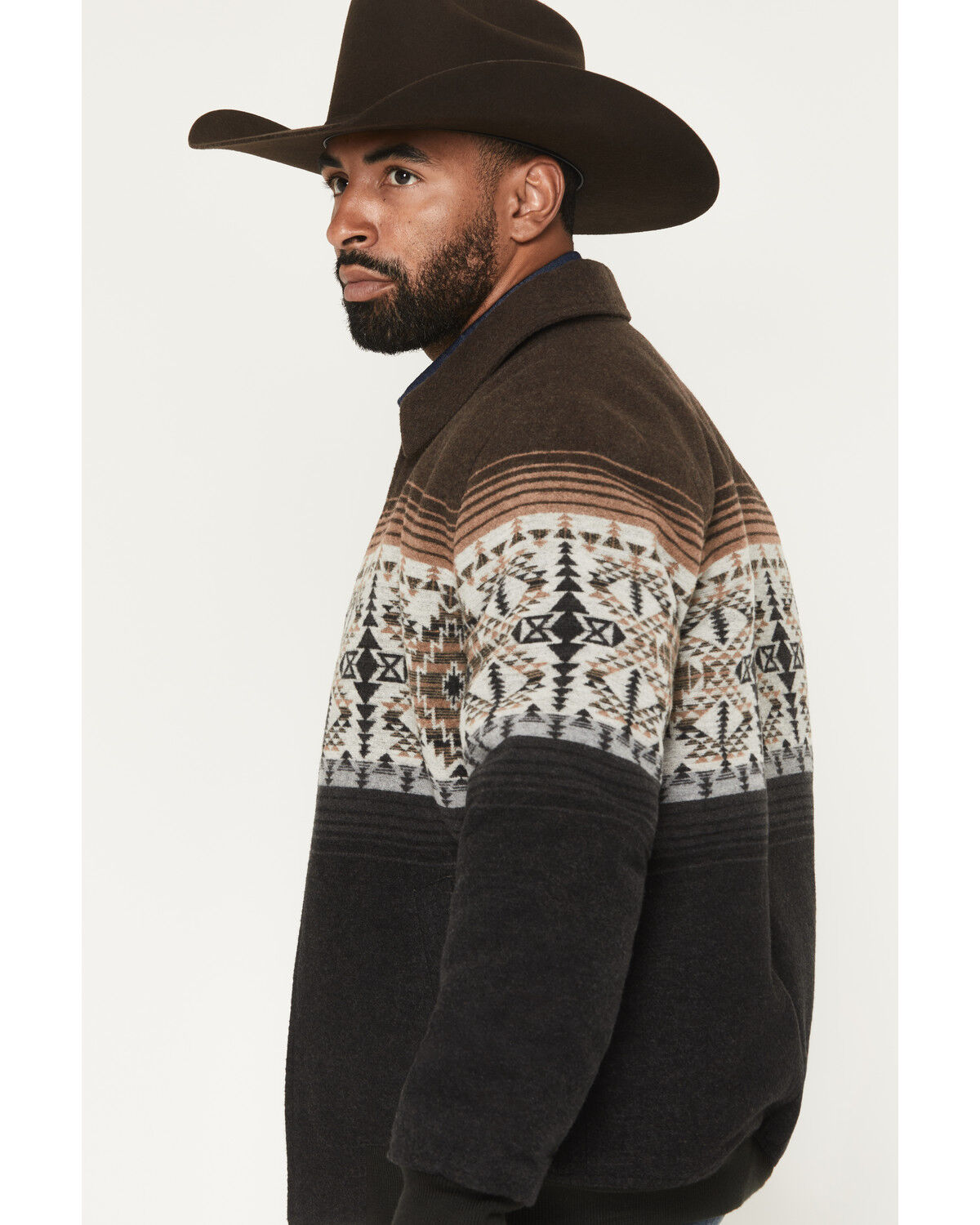 Image #2 - Panhandle Men's Pueblo Southwestern Border Print Bomber Jacket, Black, hi-res