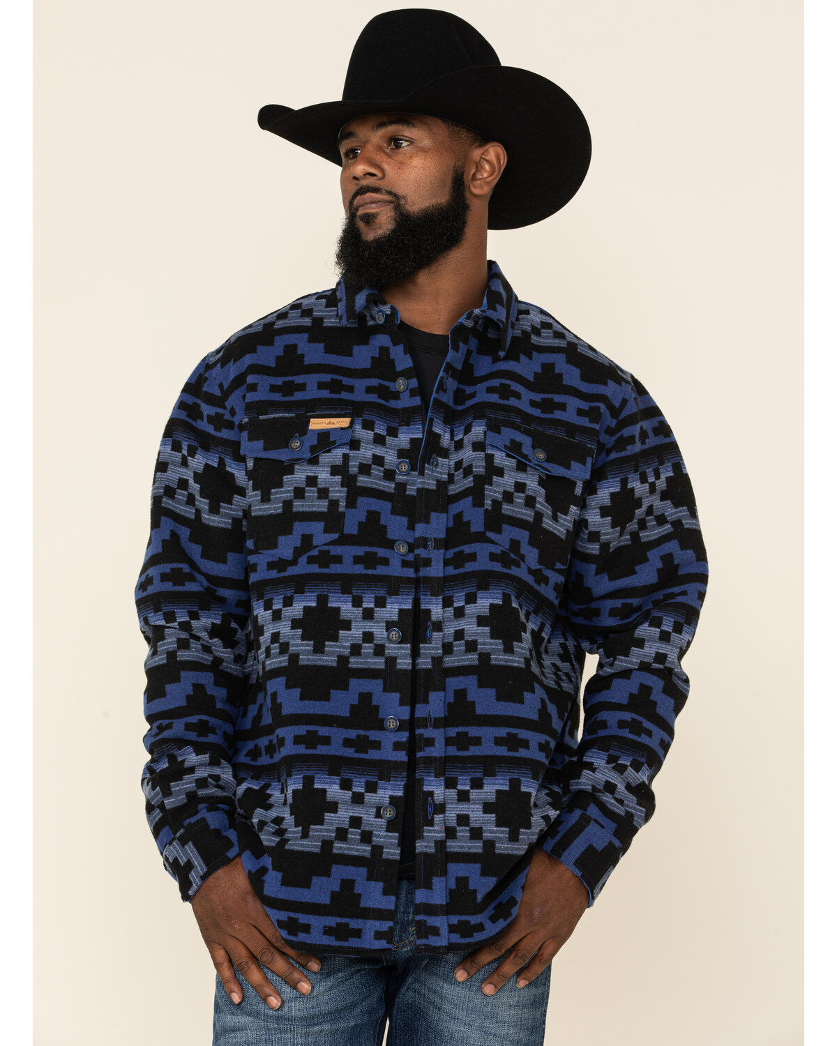 Powder River Outfitters Men's Plaid Print Heavy Brushed Wool Snap