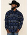 Image #1 - Powder River Outfitters Men's Southwestern Print Jacquard Shirt Jacket , Navy, hi-res