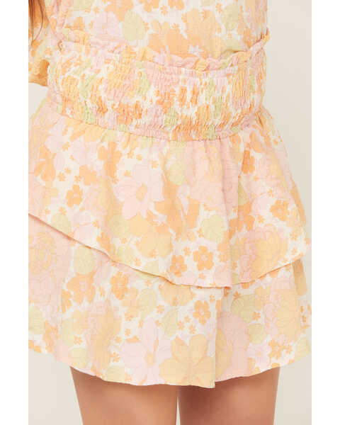 Image #3 - Hayden LA Girls' Pale Print Ruffle Skirt, Yellow, hi-res