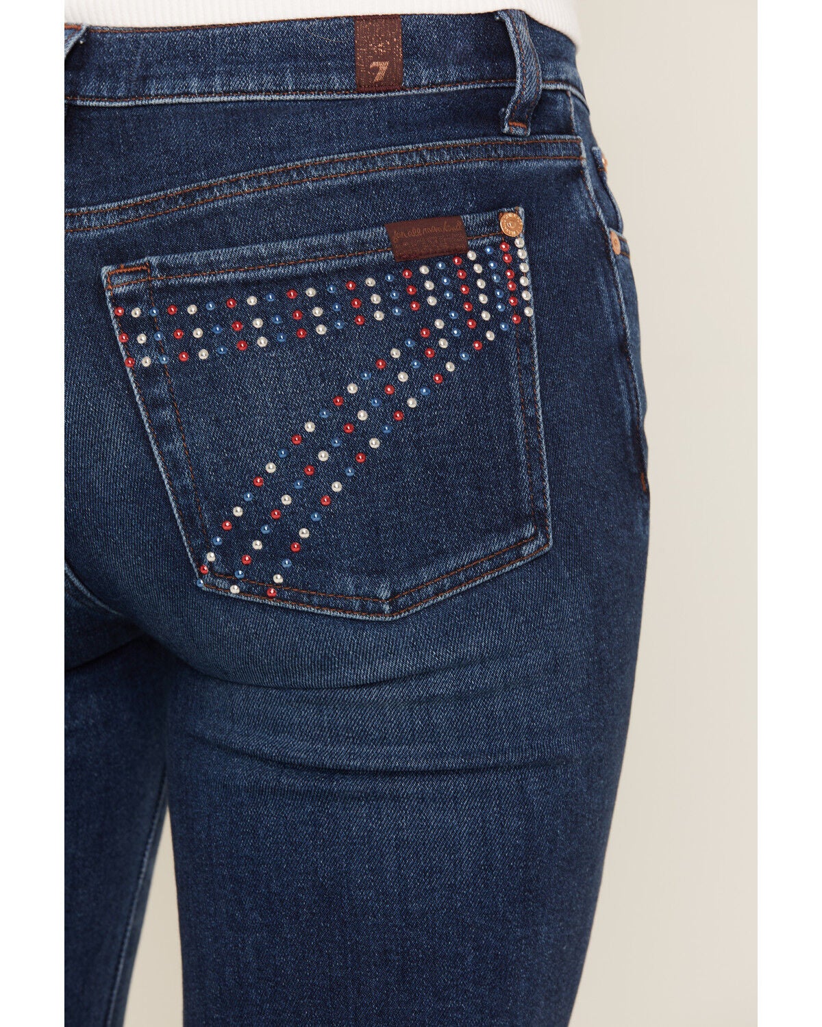 Image #2 - 7 For All Mankind Women's Medium Wash Americana Studded Pocket Bootcut Stretch Denim Jeans, Medium Wash, hi-res