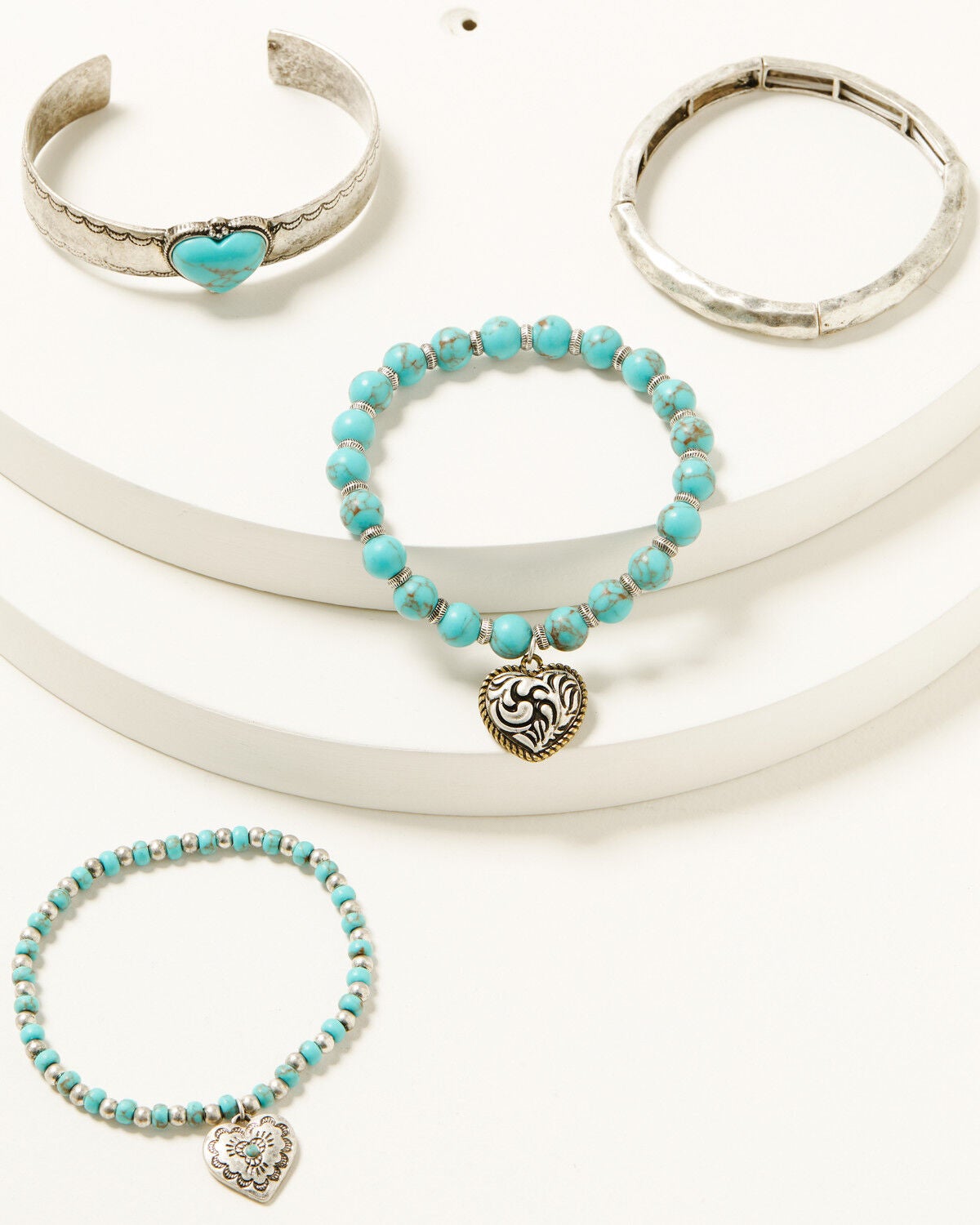 Shyanne Women's Rodeo Sunset Heart Charm Bracelet Set - 4 Piece, Turquoise, hi-res