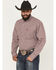 Image #1 - George Strait Wrangler Men's Checkered Long Sleeve Button-Down Stretch Western Shirt - Tall, Wine, hi-res
