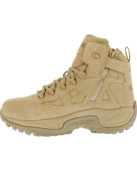 Image #4 - Reebok Men's Stealth 6" Lace-Up Side Zip Work Boots - Soft Toe, Desert Khaki, hi-res