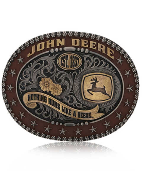 Image #1 - Montana Silversmiths Men's John Deere Trophy Belt Buckle, Silver, hi-res
