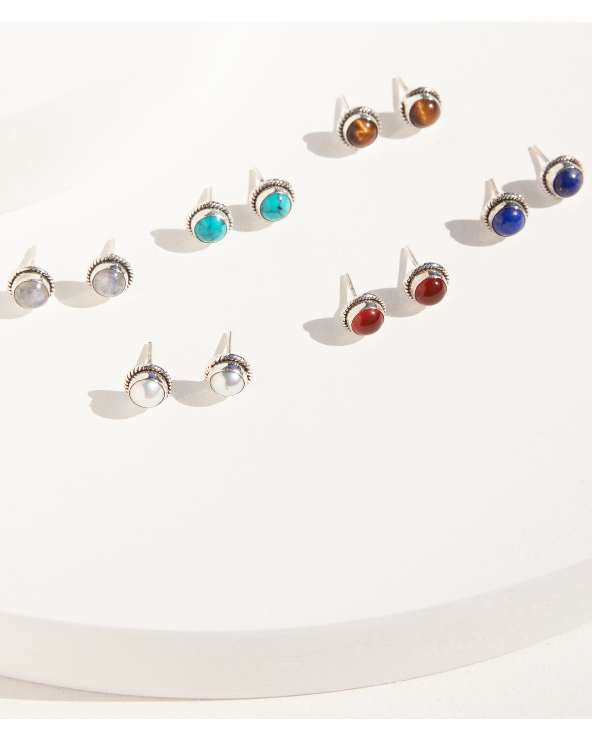 Image #2 - Paige Wallace Women's Multi-Stone Stud Earring Set - 6 Piece, Silver, hi-res