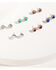Image #2 - Paige Wallace Women's Multi-Stone Stud Earring Set - 6 Piece, Silver, hi-res