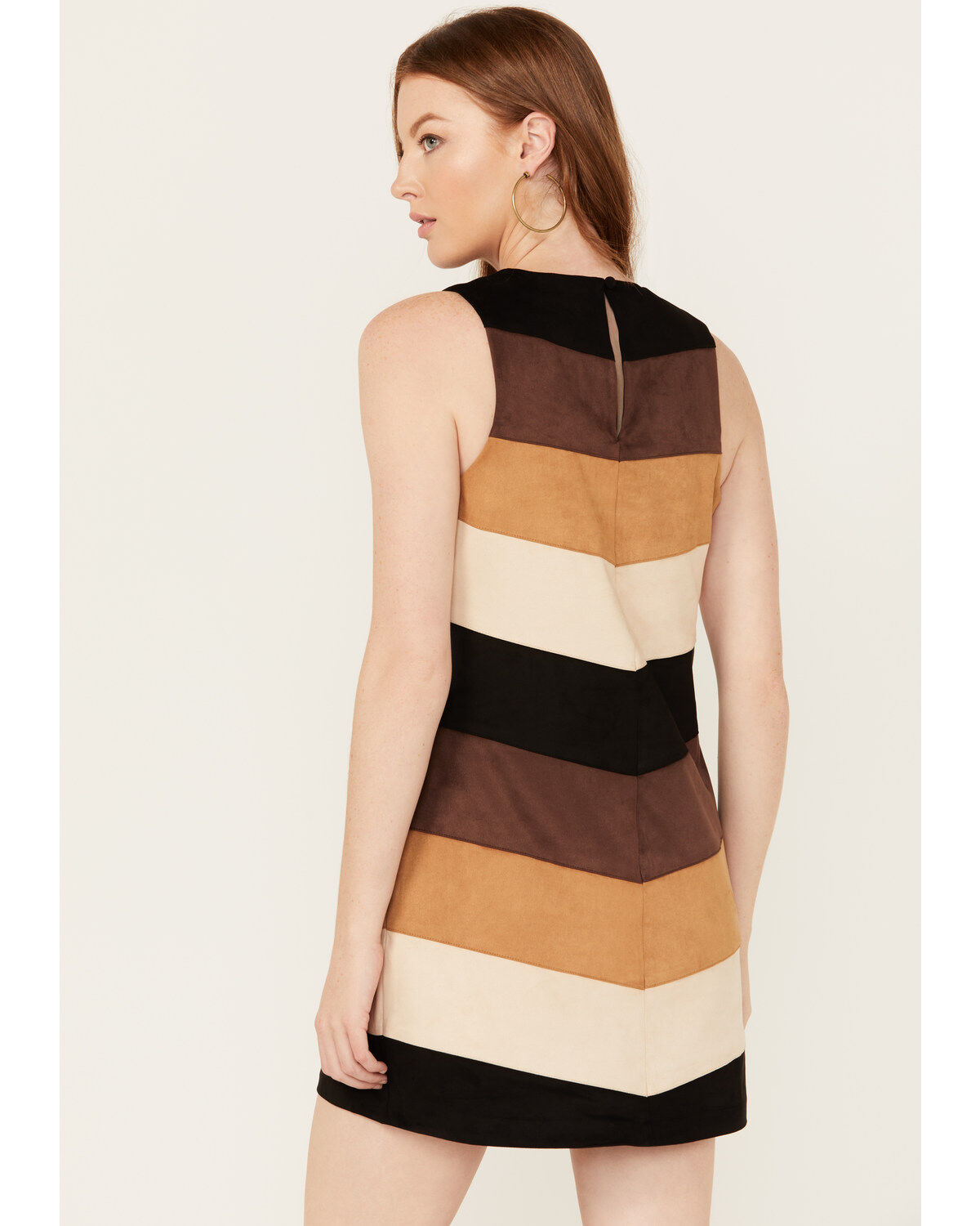 Image #4 - Show Me Your Mumu Women's Faux Suede Chevron Mod Mini Dress, Multi, hi-res