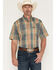Image #1 - Wrangler Men's ATG Turbulence Plaid Print Short Sleeve Snap Performance Western Shirt - Big, Multi, hi-res