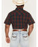 Image #4 - Cody James Men's Pool Shark Plaid Print Crackle Short Sleeve Snap Western Shirt, Navy, hi-res
