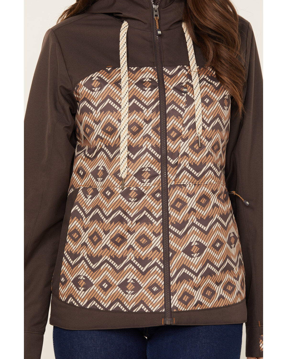 Image #3 - Cinch Women's Southwestern Print Fleece Lined Ski Coat, Grey, hi-res