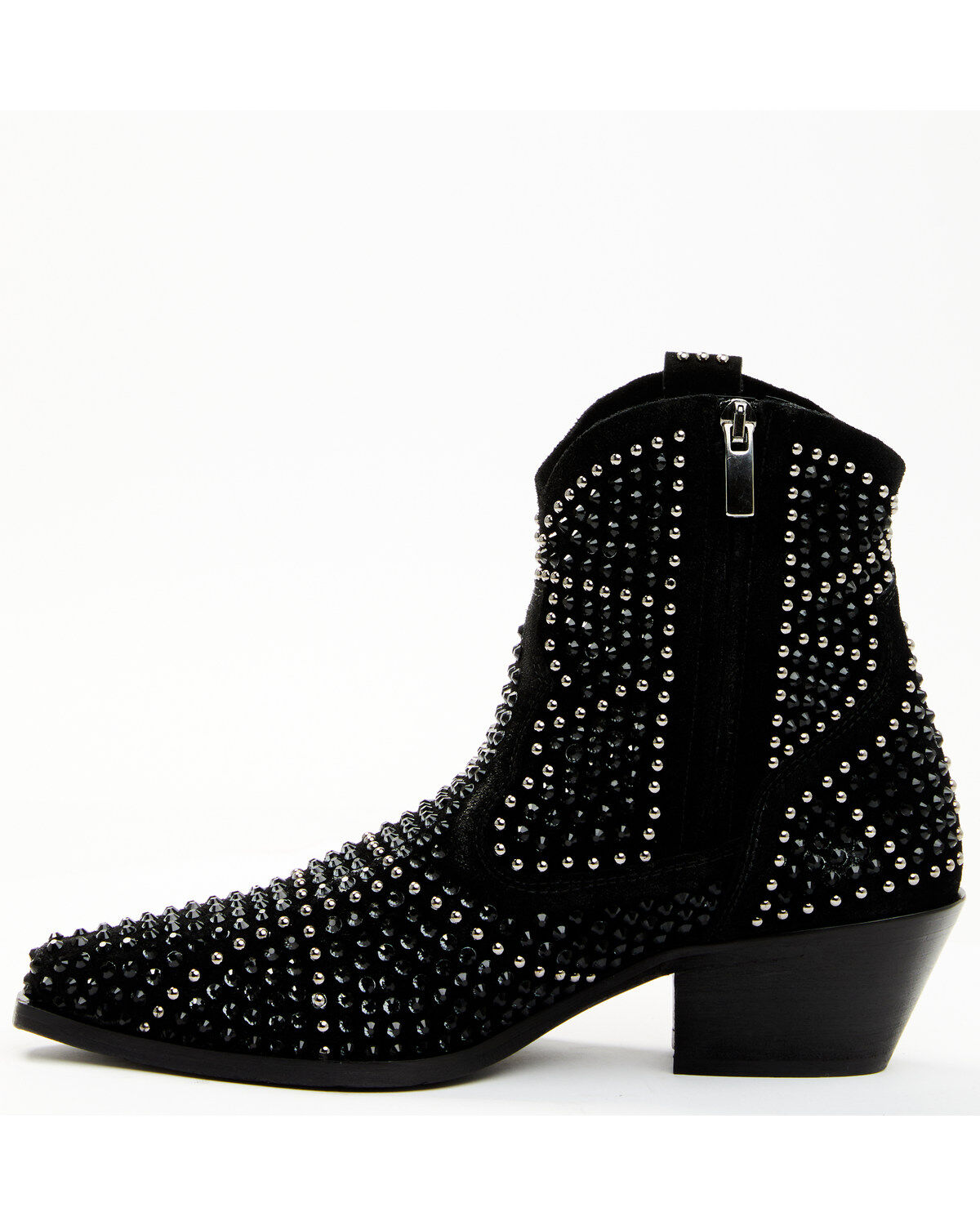 Image #3 - Italian Cowboy Women's Astra Studded Fashion Booties - Snip Toe, Black, hi-res