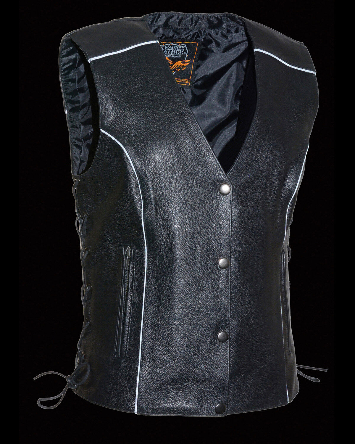 Image #2 - Milwaukee Leather Women's Side Lace Concealed Carry Vest - 4X, Black, hi-res