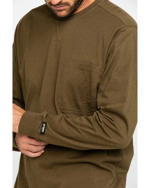 Image #4 - Hawx Men's Olive Pocket Long Sleeve Work T-Shirt - Big , Olive, hi-res