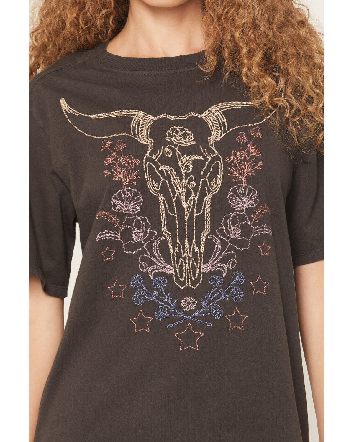 Image #3 - Idyllwind Women's Headstrong Steer Head Embroidered Short Sleeve Graphic Tee, Black, hi-res