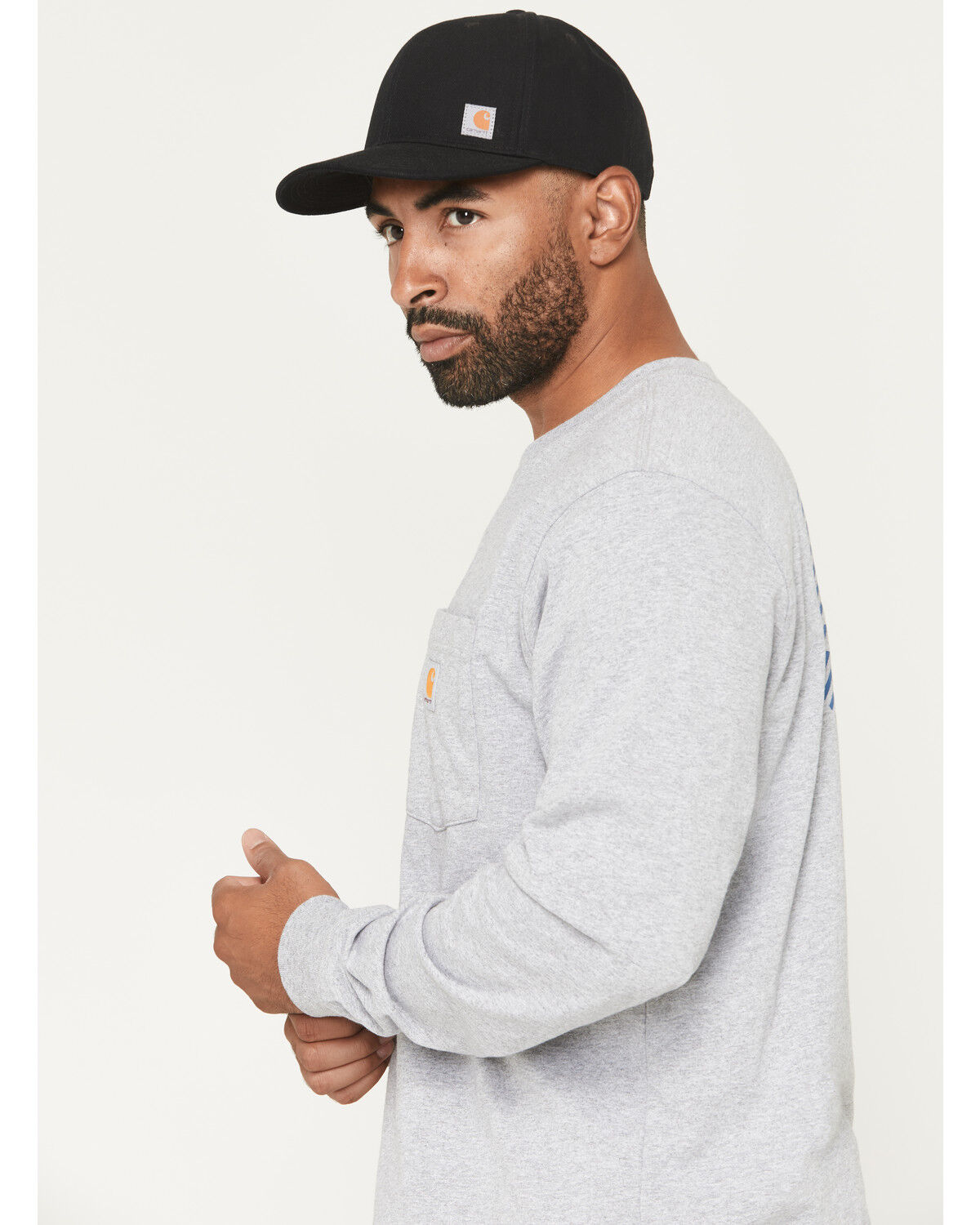 Image #3 - Carhartt Men's Relaxed Fit Heavyweight Solid Long Sleeve T-Shirt, Heather Grey, hi-res