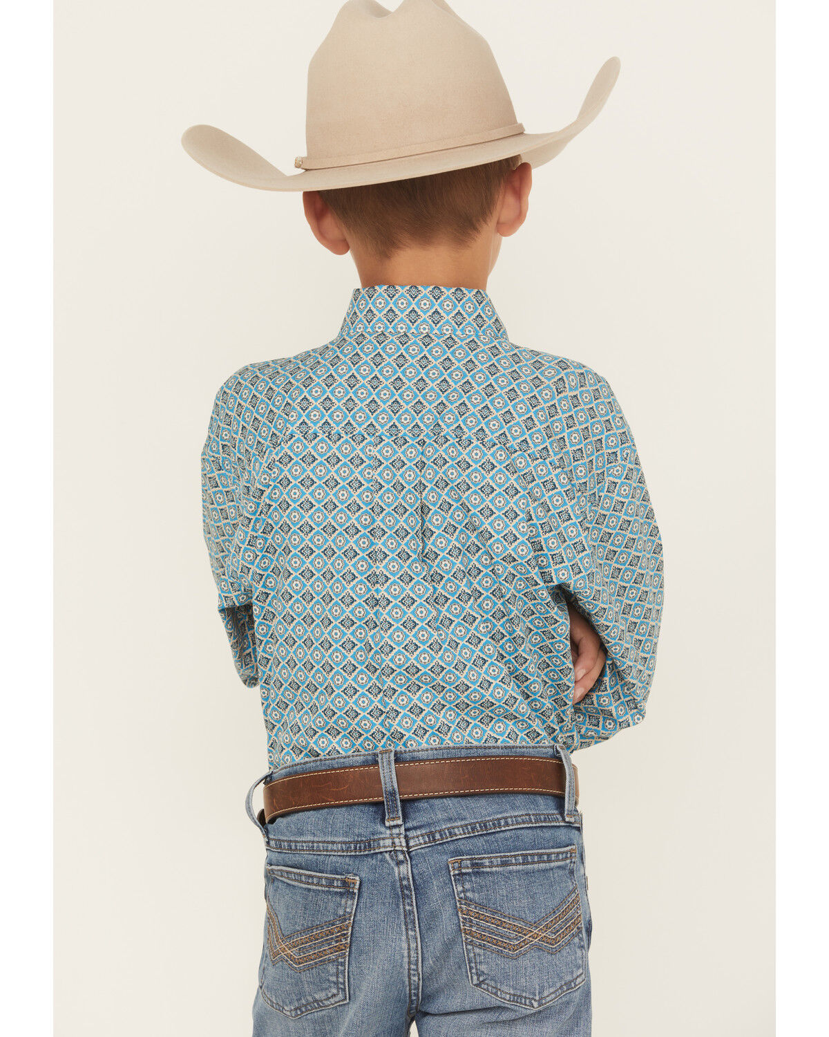 Image #4 - Cinch Boys' Printed Long Sleeve Button-Down Western Shirt, Blue, hi-res
