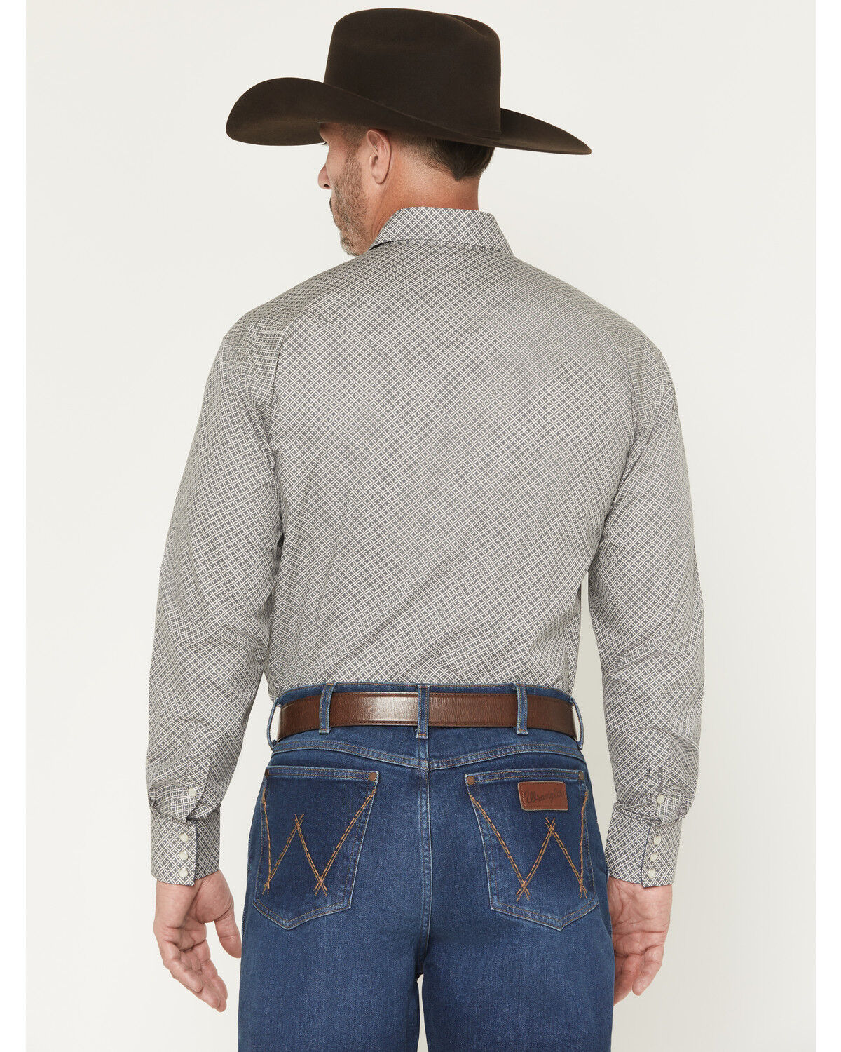 Image #4 - Stetson Men's Geo Print Long Sleeve Pearl Snap Western Shirt, Grey, hi-res