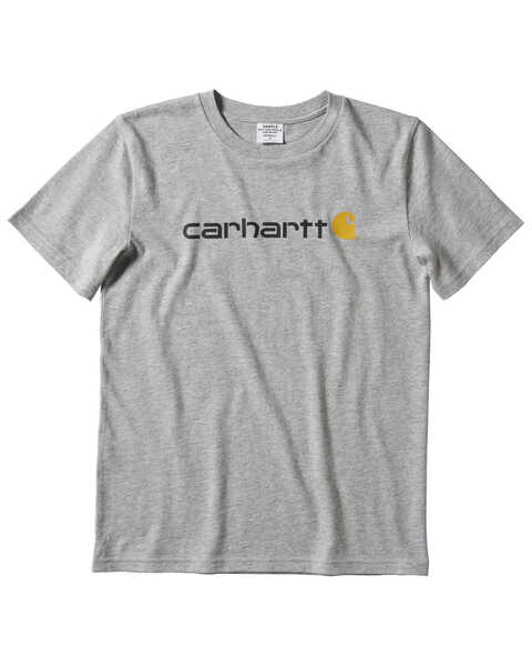 Carhartt Boys' Logo Short Sleeve T-Shirt, Grey, hi-res