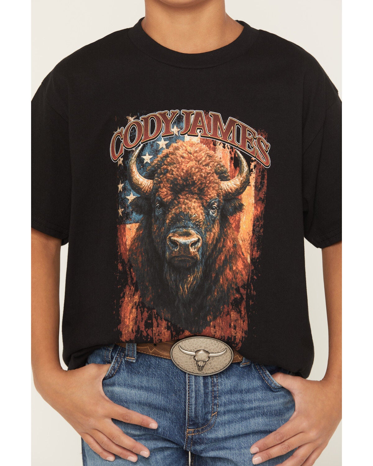 Image #3 - Cody James Boys' Americana Bull Short Sleeve Graphic T-Shirt, Black, hi-res