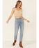 Very J Women's Natural Ruffle Strap Sweater-Knit Crop Tank Top  , Natural, hi-res