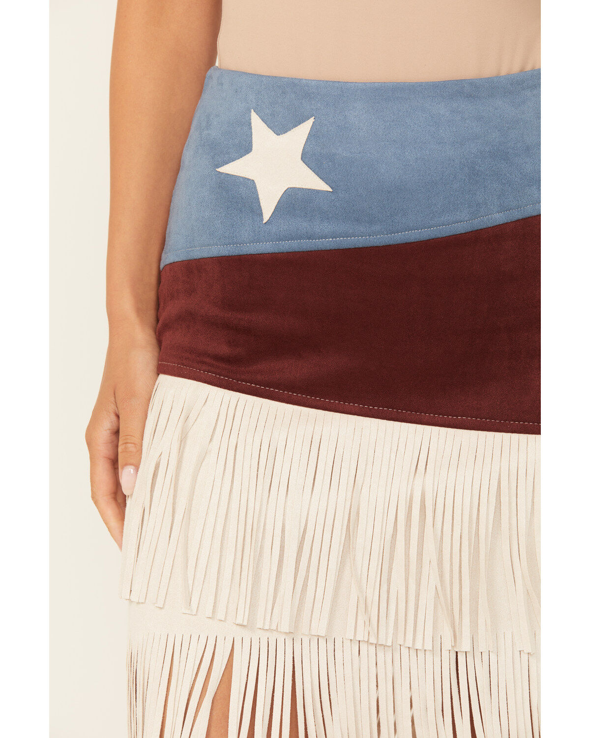Image #2 - Vocal Women's Star Fringe Skirt, Navy, hi-res