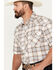 Rough Stock by Panhandle Men's Ombre Plaid Print Short Sleeve Pearl Snap Western Shirt, Brown, hi-res