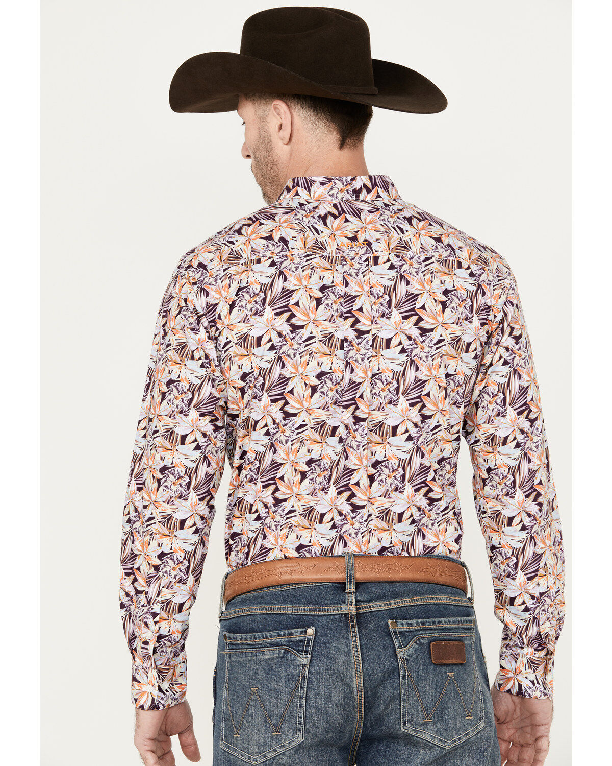 Image #4 - Ariat Men's Monte Print Button-Down Long Sleeve Western Shirt, Purple, hi-res
