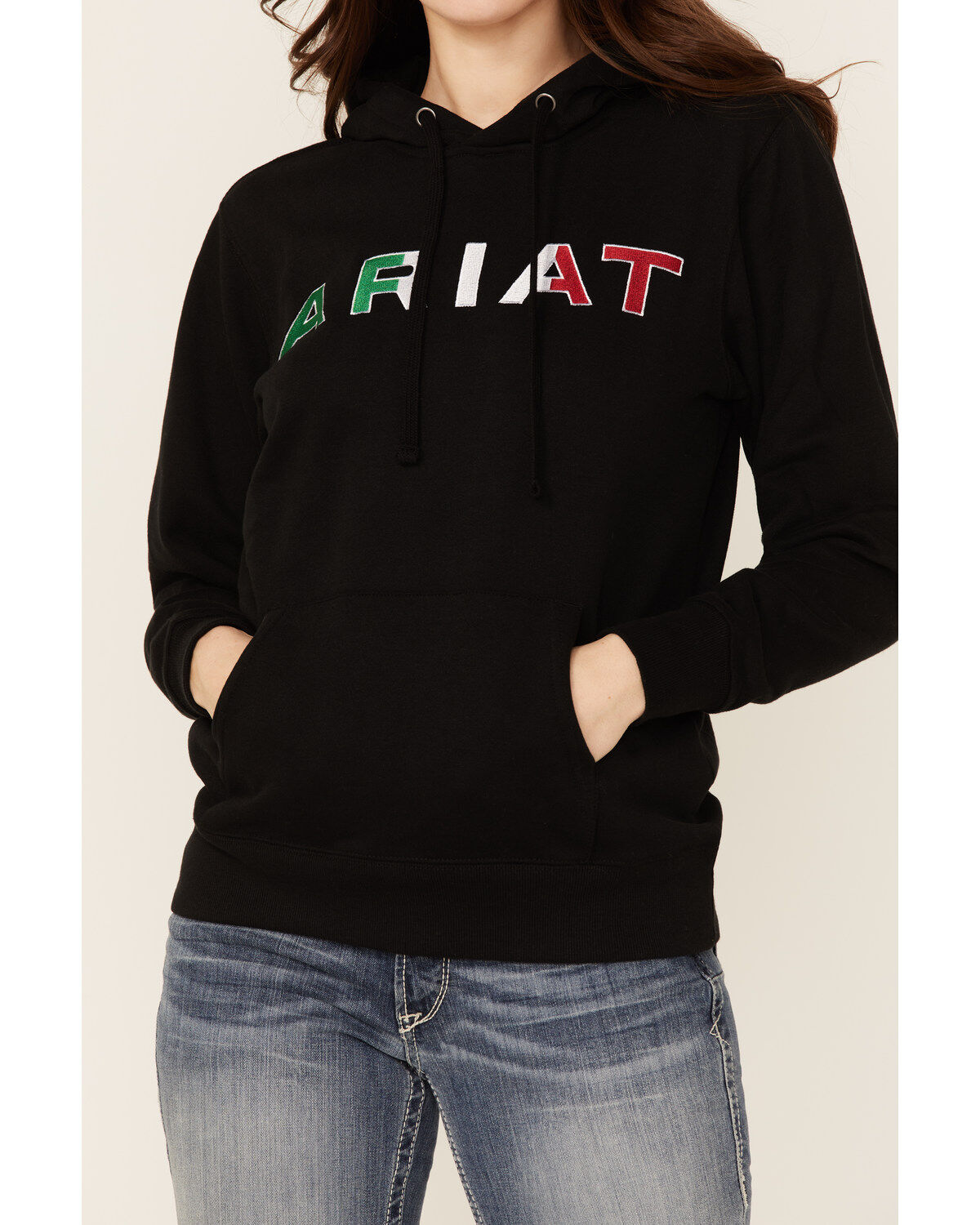 Image #2 - Ariat Women's Mexico Embroidered Logo Pullover Hoodie, Black, hi-res