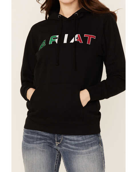 Image #2 - Ariat Women's Black R.E.A.L Mexico Embroidered Logo Pullover Hoodie , Black, hi-res