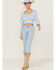 Beyond The Radar Women's Gingham Print Tie Back Crop Top, Blue, hi-res