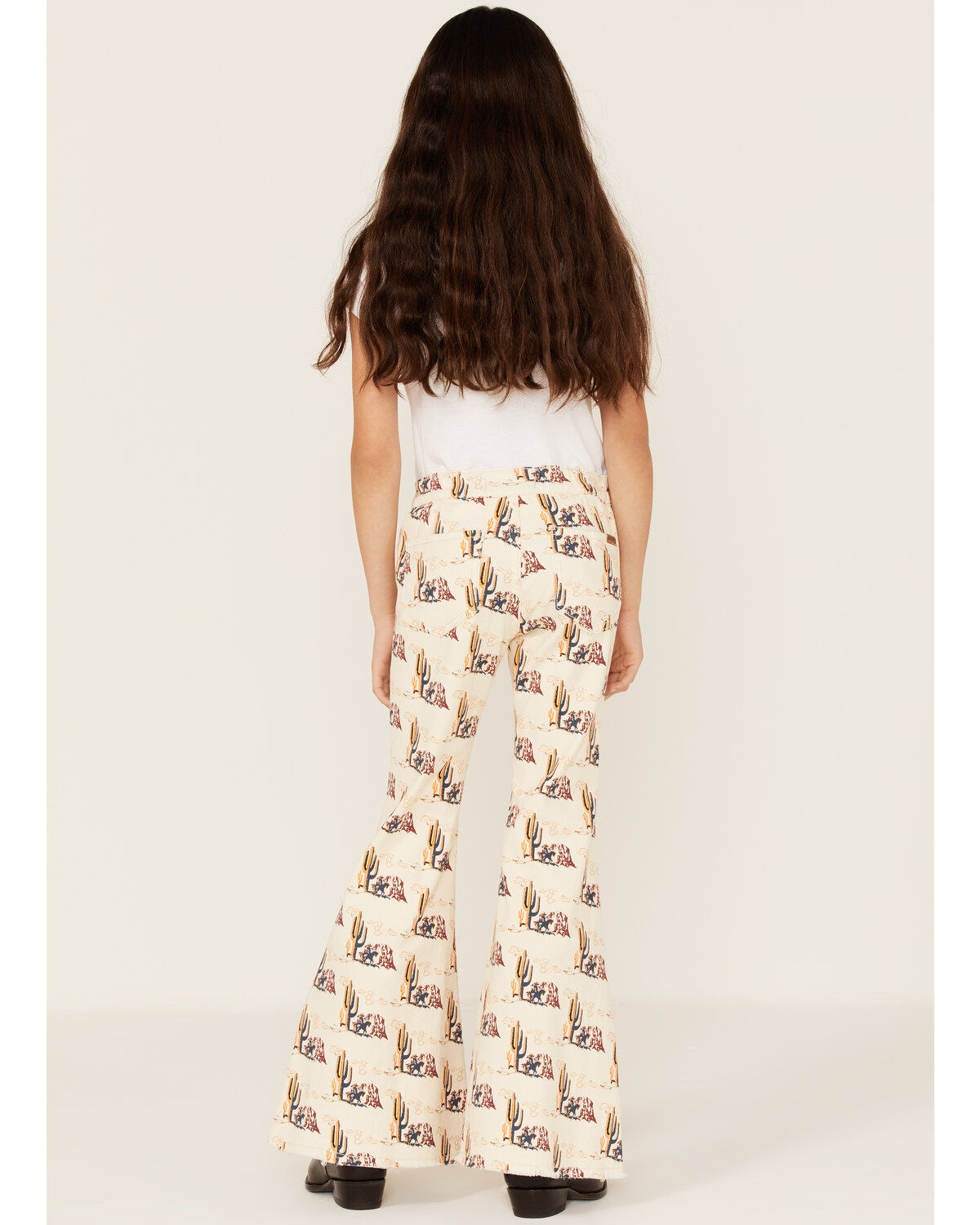 Image #3 - Rock & Roll Denim Girls' Desert Print Flare Jeans, Beige/khaki, hi-res