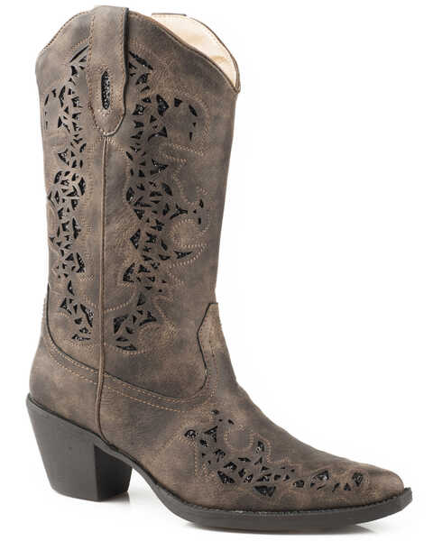 Roper Women's Brown Alisa Metallic Inlay Boots - Pointed Toe, Brown, hi-res