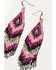 Image #2 - Idyllwind Women's Beaded Pink & Black Pavilion Earrings , Fuchsia, hi-res