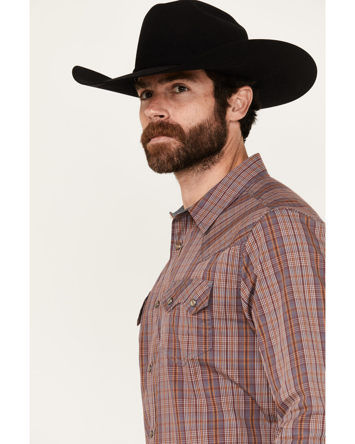 Image #2 - Cody James Men's Mountain Plaid Print Long Sleeve Snap Western Shirt, Turquoise, hi-res