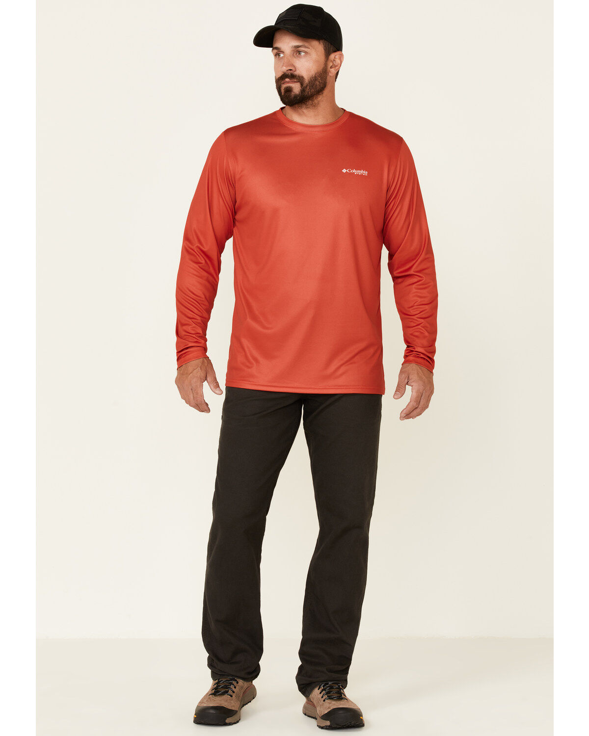 Image #2 - Columbia Men's Red Tackle Flag Back Graphic Long Sleeve T-Shirt, Red, hi-res