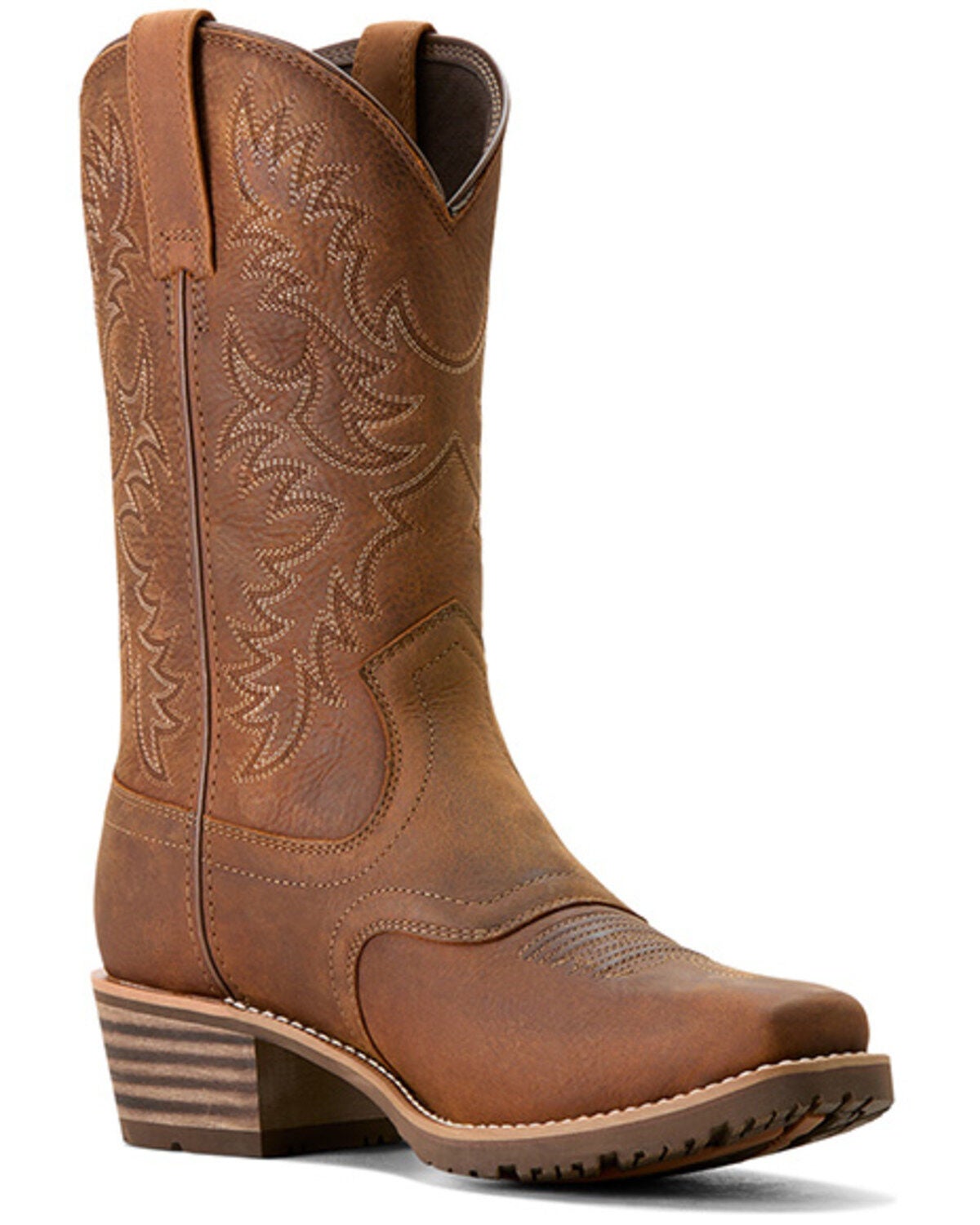Ariat Men's Hybrid Roughstock Waterproof Performance Western Boots - Square Toe, Brown, hi-res