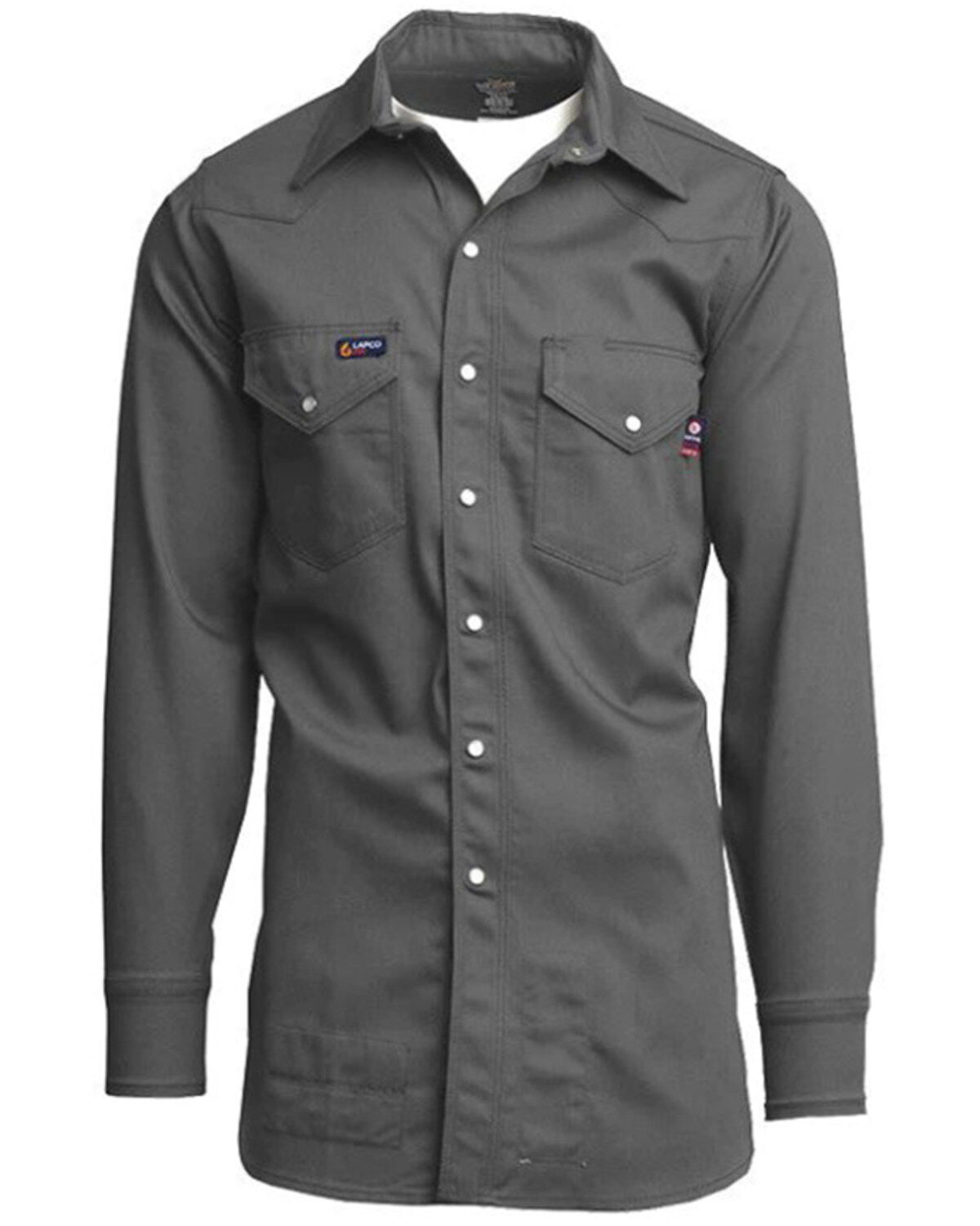 Lapco Men's FR Solid Long Sleeve Snap Western Work Shirt