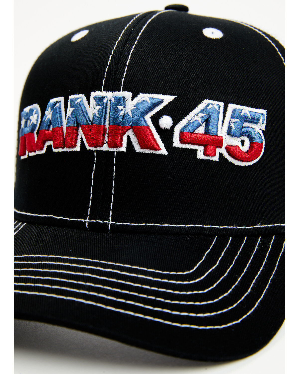 Image #2 - RANK 45® Men's Embroidered Flag Logo Mesh-Back Ball Cap, Black, hi-res