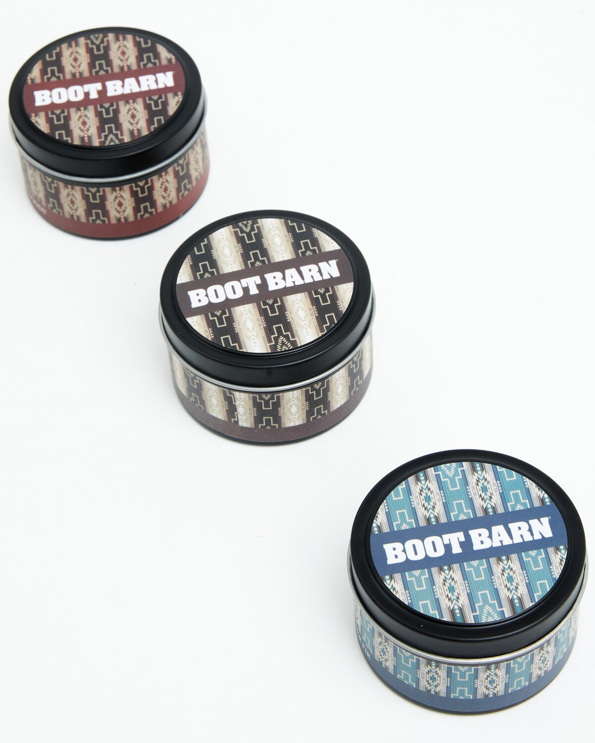 Image #1 - Boot Barn Southwestern Print 4oz Tin Candle Gift Set - 3 Pack, Black, hi-res