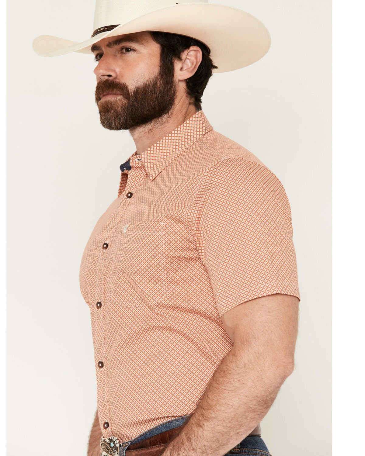 Image #2 - Cody James Men's Grill And Greet Medallion Print Short Sleeve Stretch Western Shirt - Big, Red, hi-res