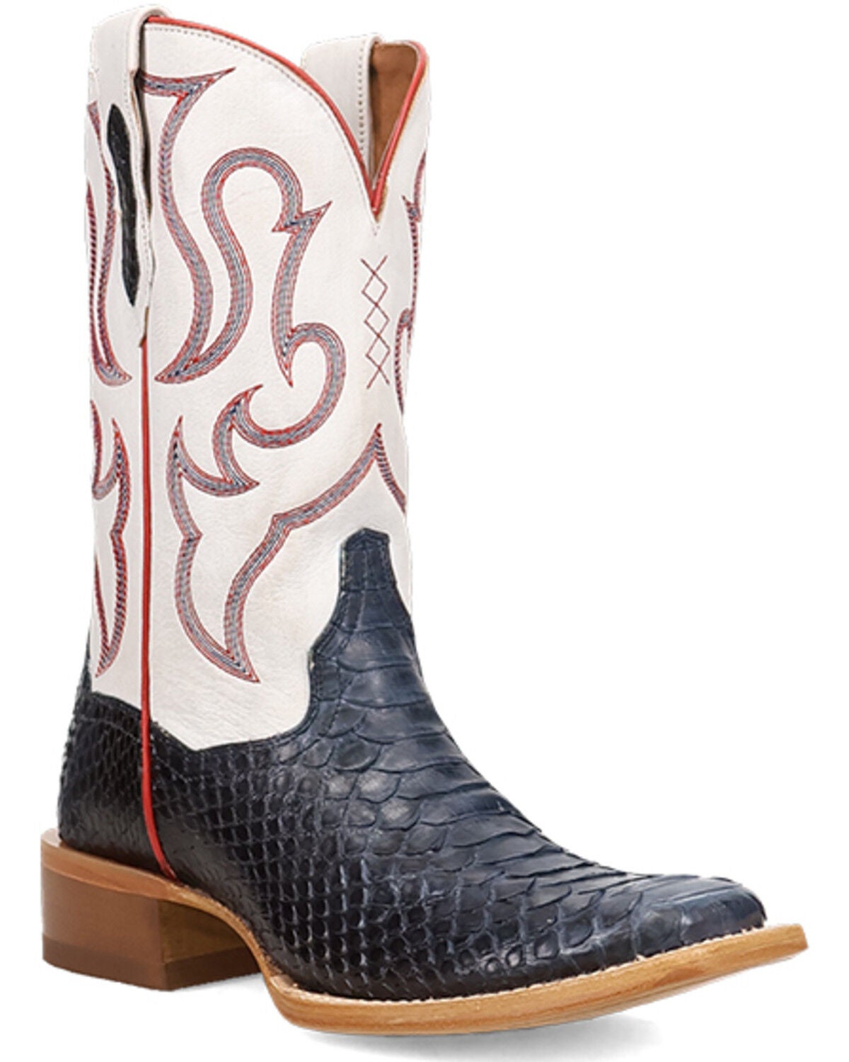 Dan Post Women's Penny Exotic Python Western Boots - Broad Square Toe, Blue, hi-res
