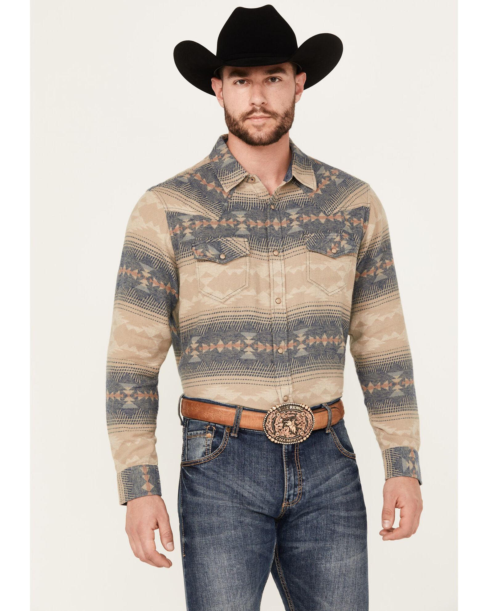 Cody James Men's Arrow Bear Southwestern Print Long Sleeve Snap Western Shirt